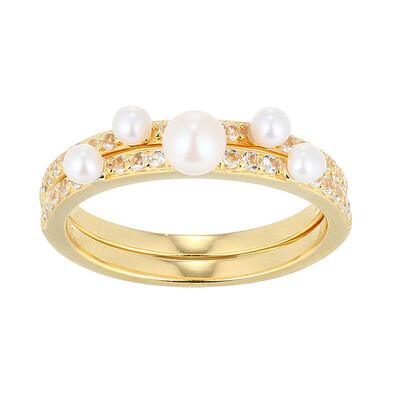 White Freshwater Pearl Silver Ring