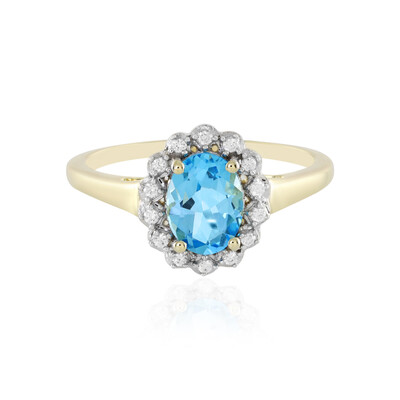 9K Swiss Blue Topaz Gold Ring (Adela Gold)