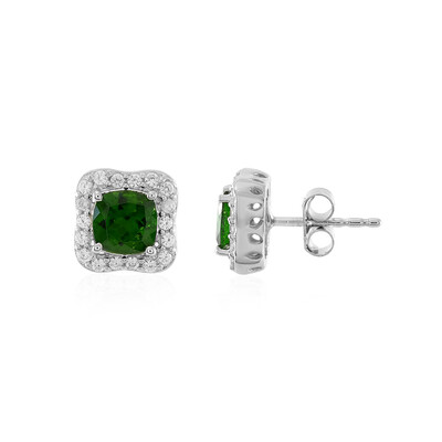 Russian Diopside Silver Earrings