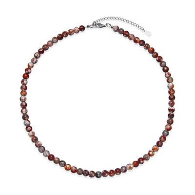 Gu Jiao Red Agate Silver Necklace