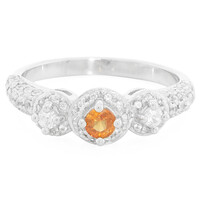 Orange Sapphire Silver Ring