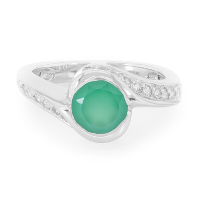 Green Chalcedony Silver Ring