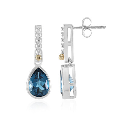 London Blue Topaz Silver Earrings (Granulieren)