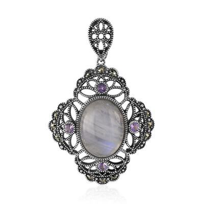 Rainbow Moonstone Silver Pendant (Annette classic)