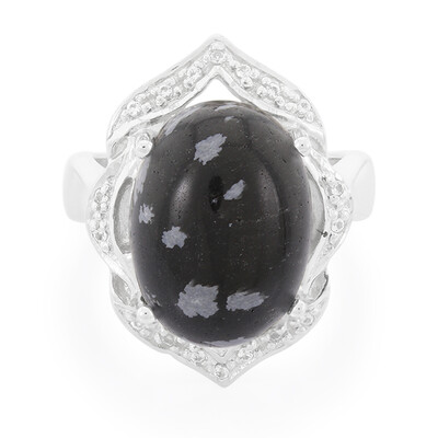 Snowflake Obsidian Silver Ring