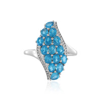 Neon Blue Apatite Silver Ring