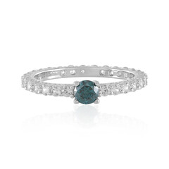 I3 Blue Diamond Silver Ring