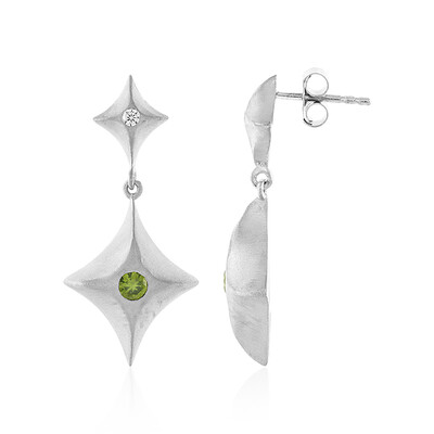 Ceylon Green Zircon Silver Earrings (MONOSONO COLLECTION)