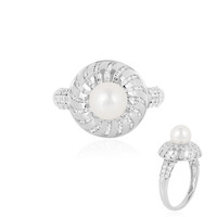 White Freshwater Pearl Silver Ring (de Melo)