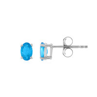 Neon Blue Apatite Silver Earrings