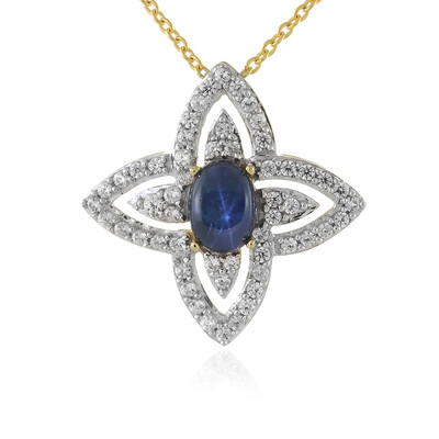 Blue Star Sapphire Silver Necklace