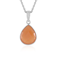 Peach Moonstone Silver Necklace