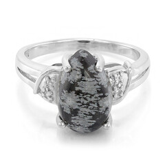 Snowflake Obsidian Silver Ring