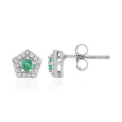 Russian Emerald Silver Earrings