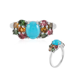 Blue Ethiopian Opal Silver Ring