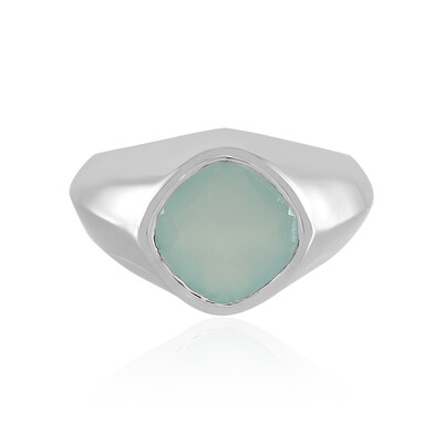 Aqua Chalcedony Silver Ring