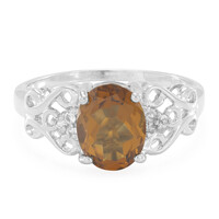 Cognac Quartz Silver Ring