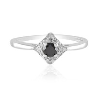 Black Diamond Silver Ring