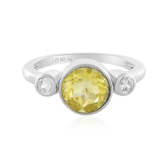 Yellow Fluorite Silver Ring