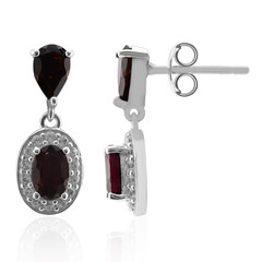 Indian Garnet Silver Earrings