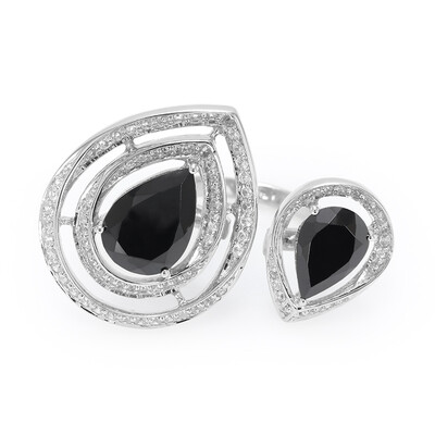 Black Spinel Silver Ring (Annette)