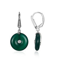 Green Agate Silver Earrings