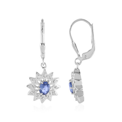 Unheated Ceylon Blue Sapphire Silver Earrings