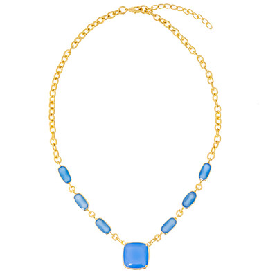 Blue Chalcedony Brass Necklace (Juwelo Style)