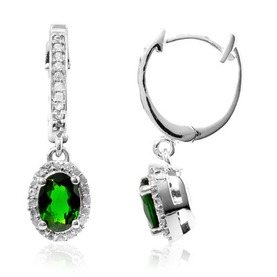 Russian Diopside Silver Earrings