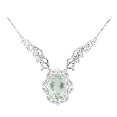 Green Amethyst Silver Necklace