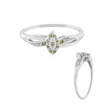 SI1 Yellow Diamond Silver Ring