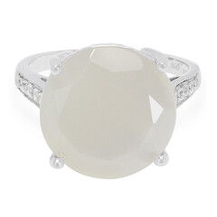 White Moonstone Silver Ring