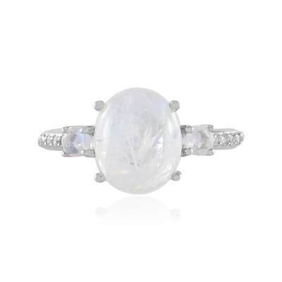 Rainbow Moonstone Silver Ring