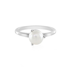 White Freshwater Pearl Silver Ring