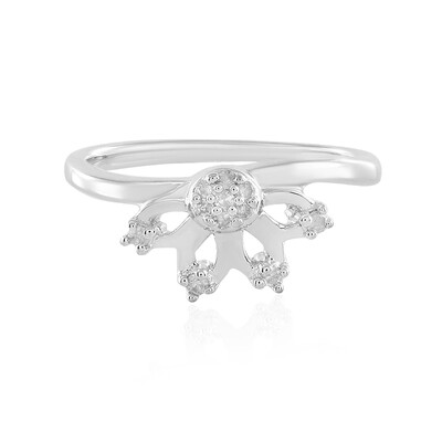 I2 (I) Diamond Silver Ring