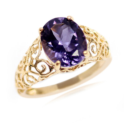 9K Blueberry Quartz Gold Ring