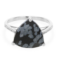 Snowflake Obsidian Silver Ring