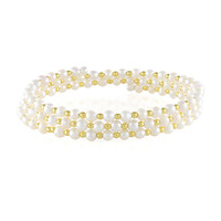 White Freshwater Pearl Steel Bangle (Riya)