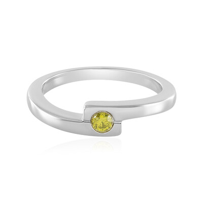 I3 Yellow Diamond Silver Ring