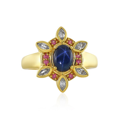 Blue Star Sapphire Silver Ring