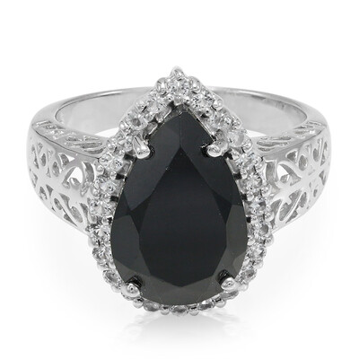 Black Spinel Silver Ring