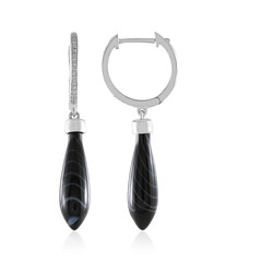 Black Agate Silver Earrings