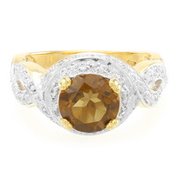 Cognac Quartz Silver Ring