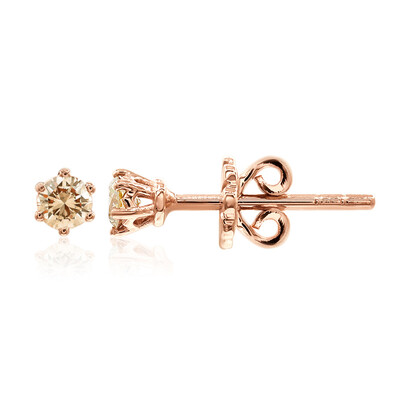 9K SI1 Argyle Rose De France Diamond Gold Earrings (Annette)