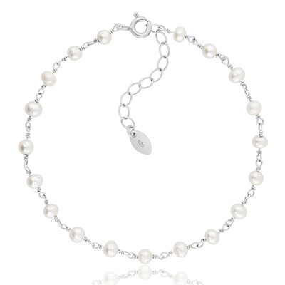 White Freshwater Pearl Silver Bracelet