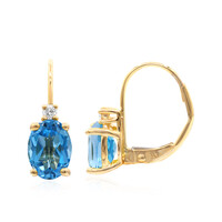 10K Swiss Blue Topaz Gold Earrings