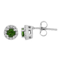 Russian Diopside Silver Earrings