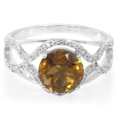 Cognac Quartz Silver Ring