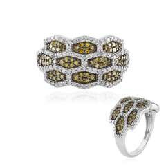 I2 Yellow Diamond Silver Ring