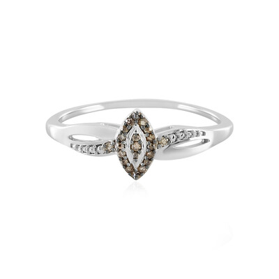 SI1 Champagne Diamond Silver Ring